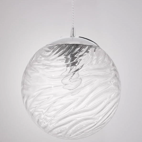 Wisząca LAMPA loftowa ARENAS LE41874 Luces Exclusivas szklana OPRAWA kula ZWIS wzorki przezroczyste chrom