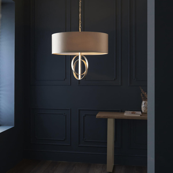 Wisząca lampa okrągła L&-195215 Light& do jadalni na łańcuchu szara