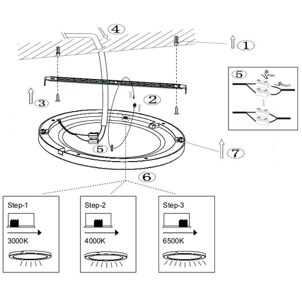 LAMPA sufitowa LASSE 12379-6B Globo metalowa OPRAWA okrągła LED 6W 3000K - 6500K plafon czarny