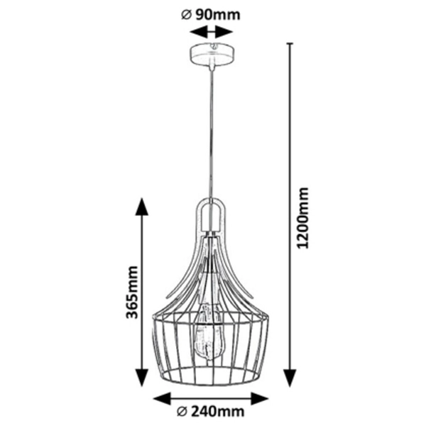 Wisząca LAMPA loft PAROV 4925 Rabalux metalowy ZWIS klatka do salonu czarna