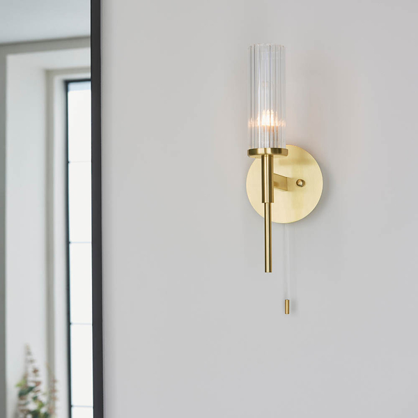 Lampa ścienna z włącznikiem Talo 96163 tuba metal mosiądz