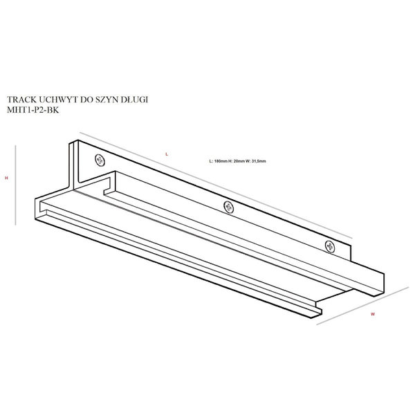 Długi uchwyt do szyn DOBAC MHT1-P2-BK TRACK Maxlight czarny