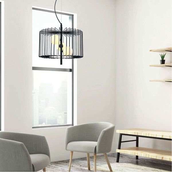 LAMPA wisząca DAREN MDM-3937/3 BK Italux metalowa OPRAWA klatka druciana zwis czarny