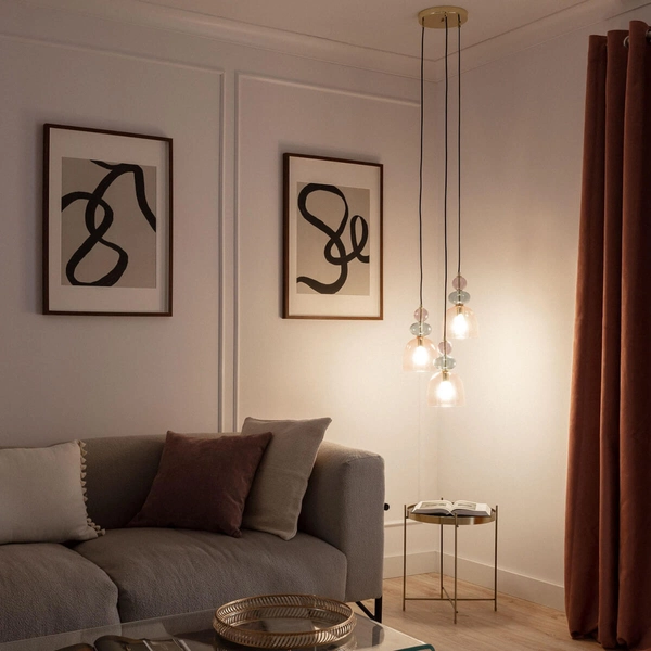 Sypialniana lampa wisząca Koloreno ABR-3KOLOK-F Abruzzo fioletowy zielony