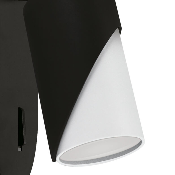 Ścienna lampa tuba Zebra 04216 Ideus z włącznikiem punktowa czarna biała