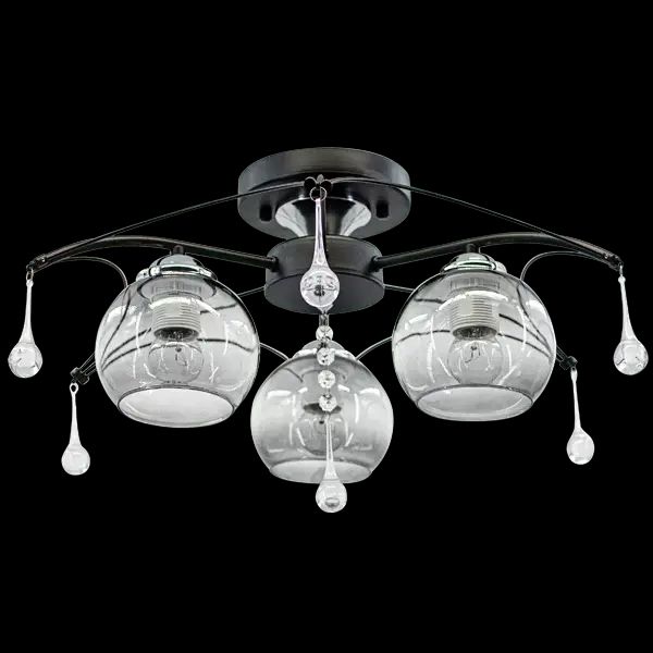 Sufitowa lampa glamour 1985/3 BL 8C nad łóżko chrom czarna