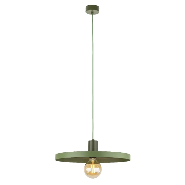 Metalowa zwisająca lampa Sila 10762 dysk na kablu zielony