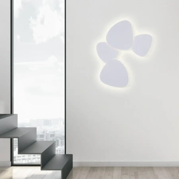 Dekoracyjna lampa ścienna 17023-W kamyk owalna do jadalni biały