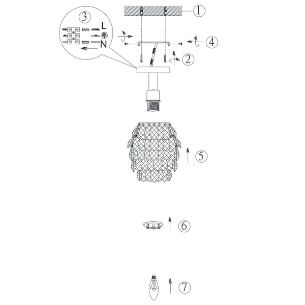Lampa sufitowa kryształowa PETTY R60451006 RL Light ananas glamour chrom