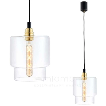 Loftowa LAMPA wisząca LONGIS 10874105 Kaspa szklana OPRAWA skandynawski ZWIS okrągły złoty przezroczysty czarny