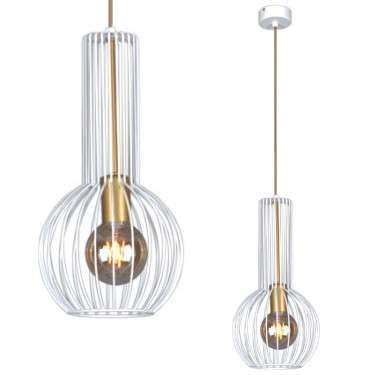 Wisząca LAMPA industrialna Arvi K-4525 Kaja metalowa OPRAWA druciany zwis biały