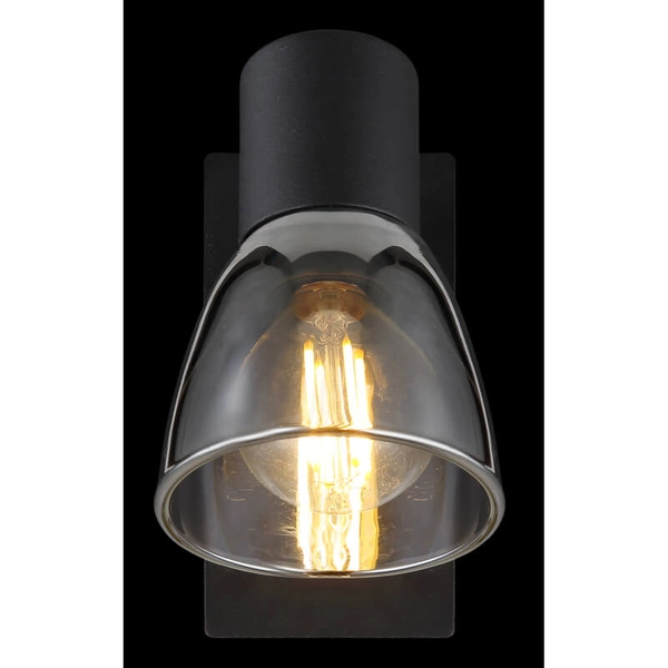 Lampa ścienna Claude 54307-1 z włącznikiem czarna przydymiona