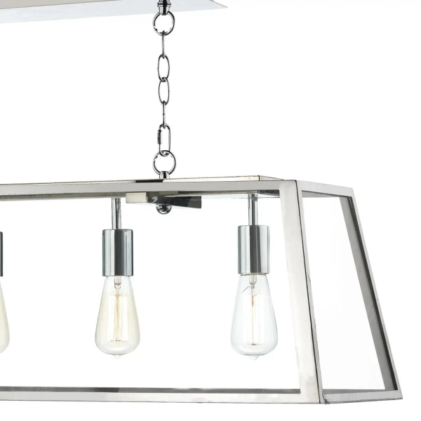 Szklana wisząca lampa Academy ACA0544 metalowa na łańcuchu srebrna