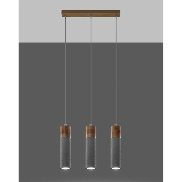 Skandynawska lampa wisząca SL.0967 3-punktowa beton drewno