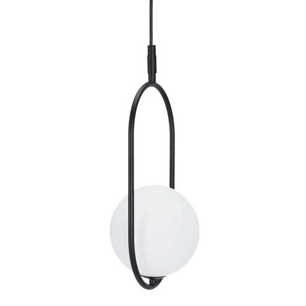 Czarna lampa wisząca Cordel szklana kula frame do sypialni