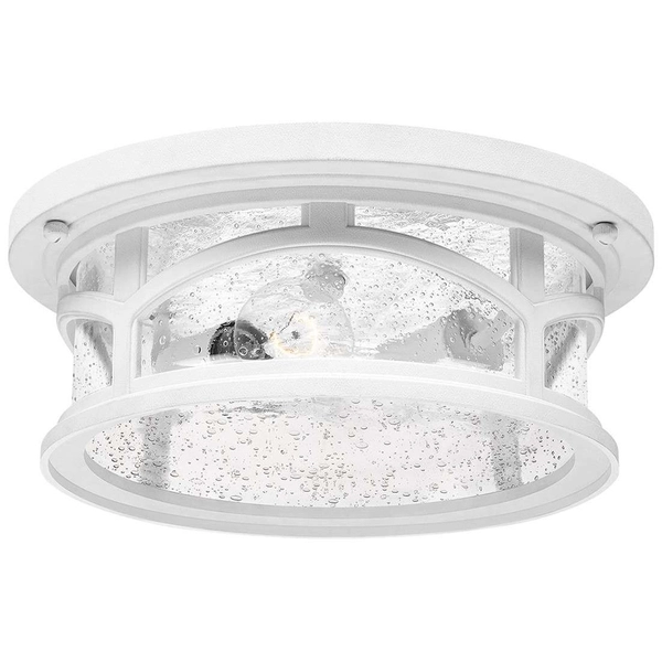 Sufitowa LAMPA industrialna QZ-MARBLEHEAD-F-WHT Elstead QUOIZEL okrągła OPRAWA plafon metalowy zewnętrzny IP44 biały