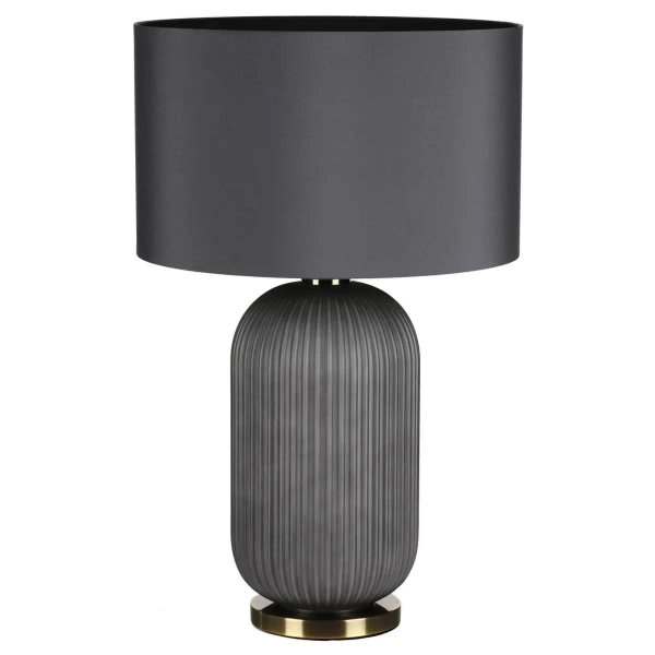 Lampka nocna Helicon HEL4239 żebrowane szkło do sypialni szary