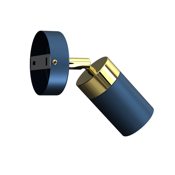 Metalowy kinkiet ruchomy Joker do sypialni niebieski złoty