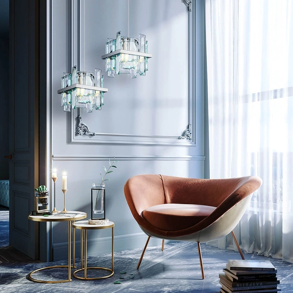 Lampa wisząca Cerezo MOD201PL-01N crystal chrom przezroczysta