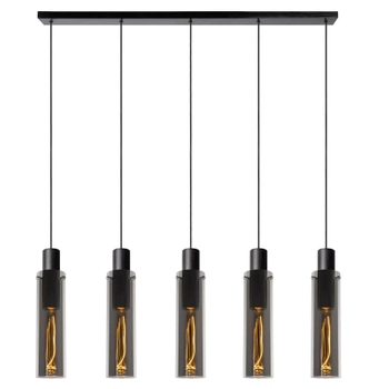 Szklana lampa wisząca ORLANDO 74404/05/65 Lucide przydymiony czarny