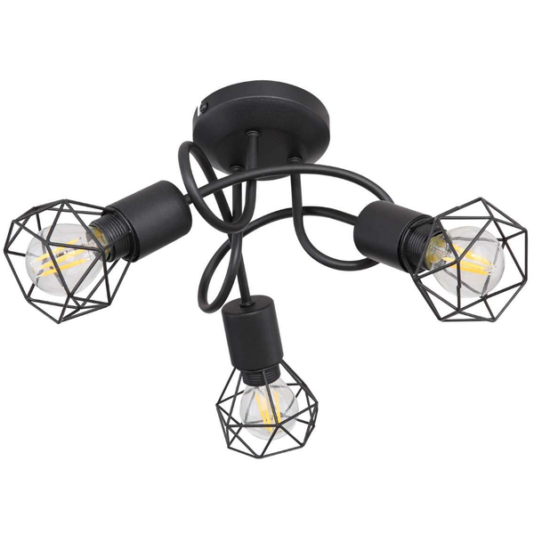 Druciana LAMPA sufitowa XARA I 54802S-3D Globo industrialna OPRAWA metalowy plafon pręty czarne