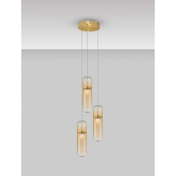 Żyrandol z tubami REBALVO LE45200 LED 21W 3000K złota