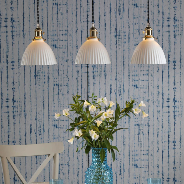 Potrójna lampa wisząca Hadano HAD3640-09 ceramiczna mosiądz biały