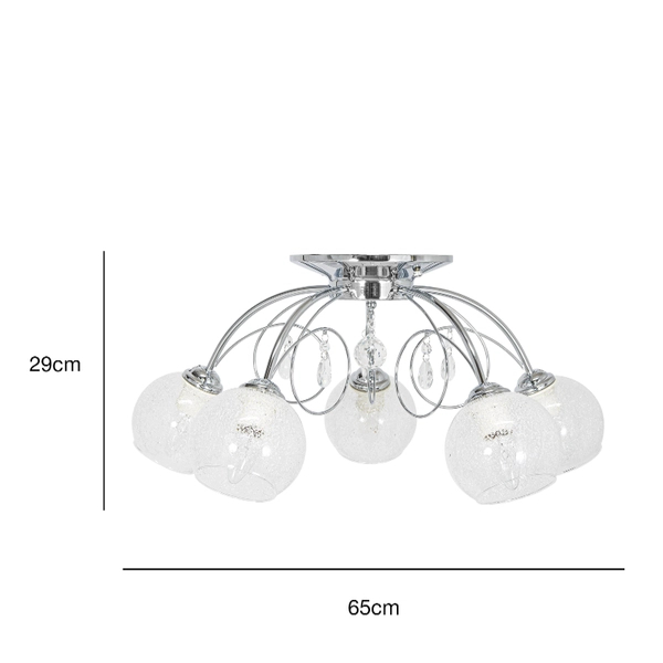 Szklana lampa sufitowa 8823/5 8C do jadalni chrom