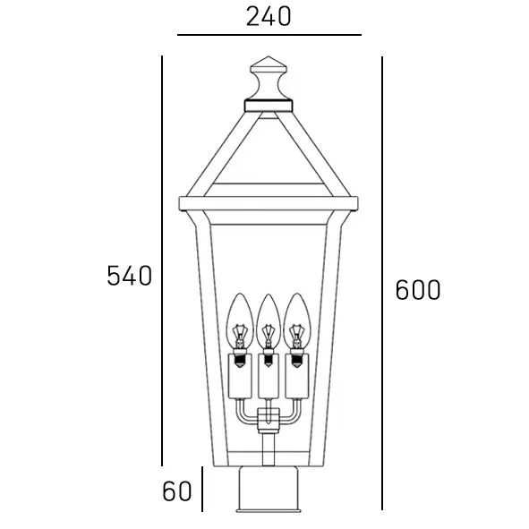 Metalowy słupek ogrodowy Zurich F03647BK Cosmolight IP23 szkło metal czarny