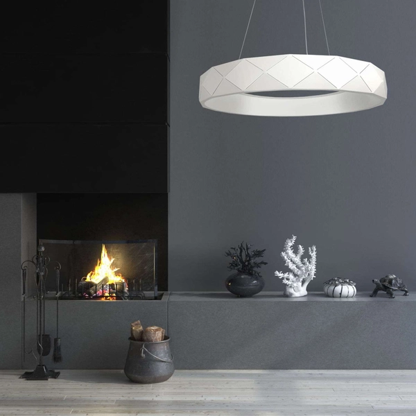 Geometryczna LAMPA wisząca REUS LP-8069/1P LED WH Light Prestige okrągła OPRAWA metalowa LED 36W 4000K pierścień ring zwis biały