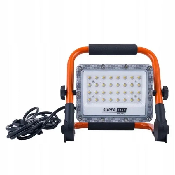 Halogen budowlany LED srebrny SLP3131 1000W 6000K IP65 z uchwytem i wtyczką