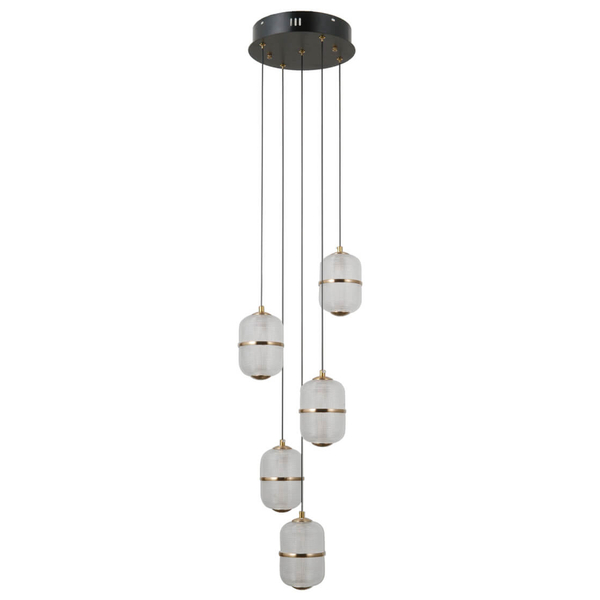 Wisząca lampa nad stół Alani PND-34375-5-BK LED 140W 3000K czarny złoty