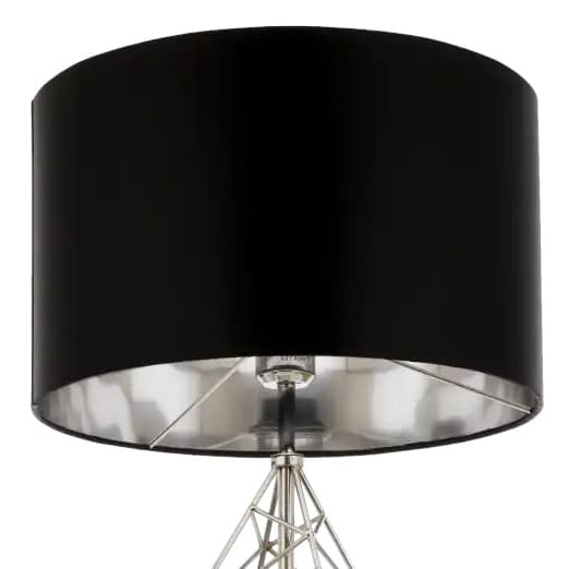 Lampka stołowa Caracas t01960ch Cosmolight metal tkanina srebrna czarna