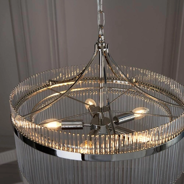 Wisząca lampa szklana na łańcuchu szklana chrom Marietta OUTLET