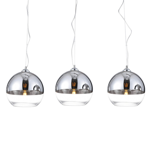 Kuchenna lampa wisząca Silver Ball szklane kule loft chrom