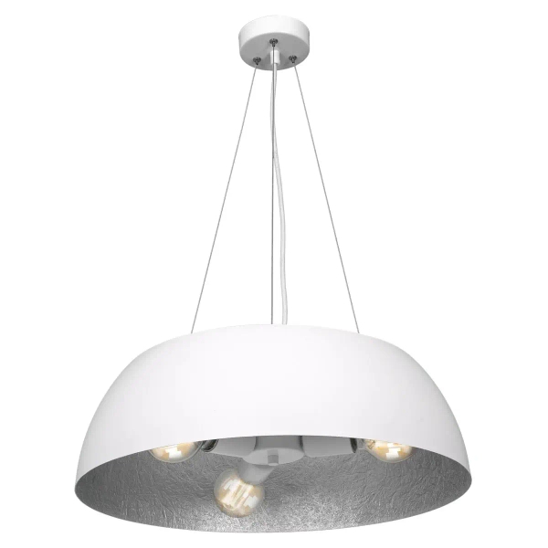 Lampa wisząca MORGAN MLP4477 Milagro salonowa OPRAWA okrągła biała srebrna
