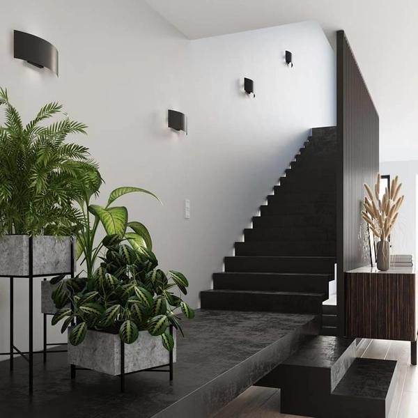 LAMPA ścienna SL.0937 półokrągła OPRAWA kinkiet metalowy czarny