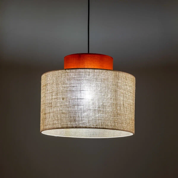 Żyrandol naturalny wiszący Duo 3139 tuba z juty beżowy brązowy