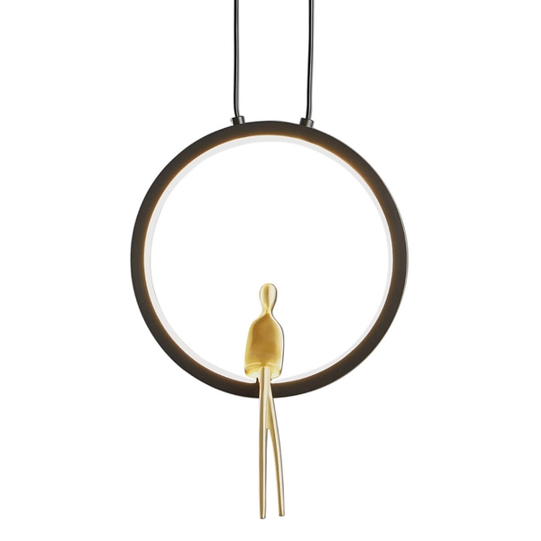 Wisząca lampa okrąg Amici ST-D7774 black LED 7W 3000K designerska czarny złoty