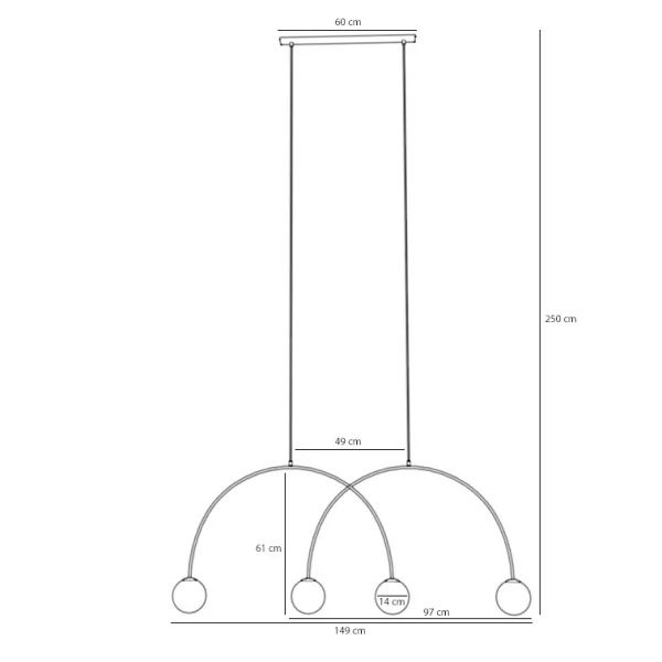 Łukowa lampa wisząca UNA 1116L9_L okrągła szklana beżowa biała