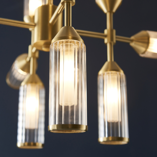 Wisząca lampa hampton L&-192214 Light& szkło plisowane mosiądz