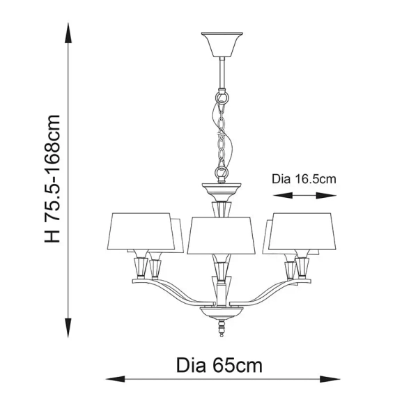 Lampa wisząca z abażurkami Fiennes FIENNES-5NI na łańcuchu chrom biały