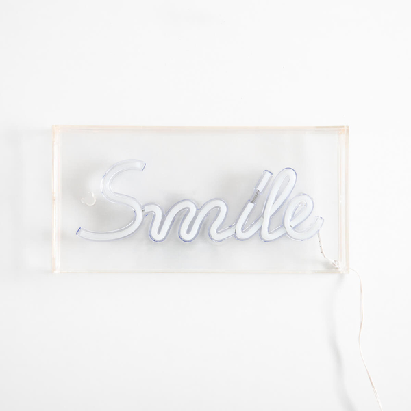 Lampa stołowa dekoracyjna Neon FM-NLB46 Zumaline LED smile różowa biała