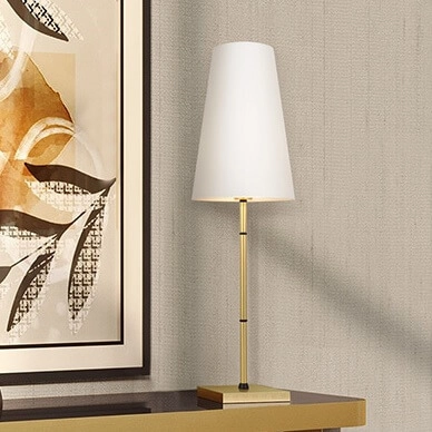 Lampka stołowa Saragossa H001TL-01BS prosta do gabinetu biała złota