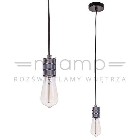 Industrialna LAMPA wisząca MILLENIA DS-M-010-03 MATT BLACK Italux metalowa OPRAWKA przewód ZWIS loftowy czarny matowy