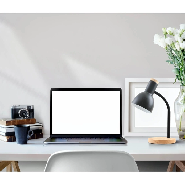 Lampka stojąca na biurko Senza TB-37263-BK Italux czarny drewniany