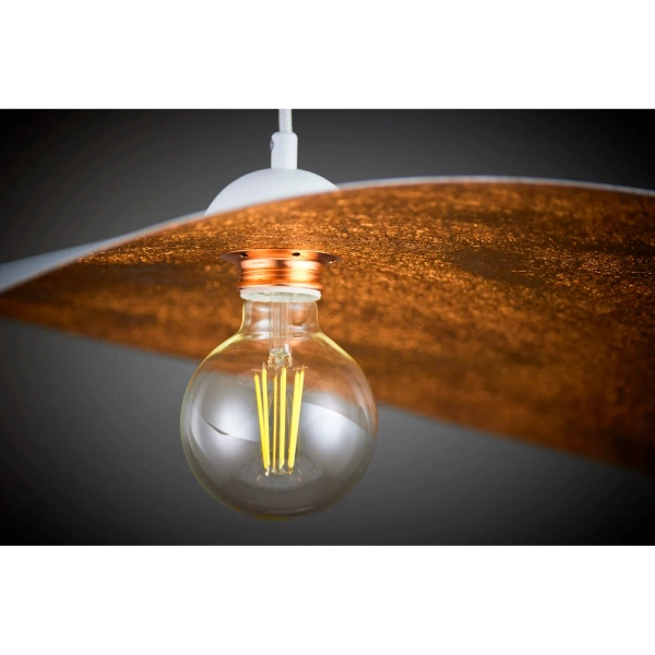 Lampa wisząca kompozyt LEAF miedziana biała 1xE27 do jadalni 41922