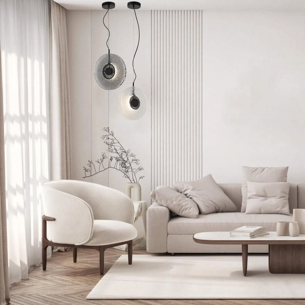 Okrągła lampa wisząca 23075 LED 11W 3000K dysk szklany czarny