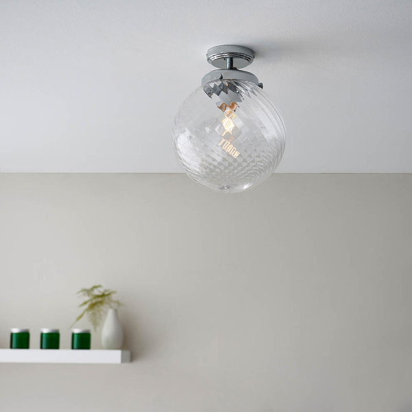 Kulista lampa sufitowa Milston 96488 IP44 szklana chrom przezroczysty