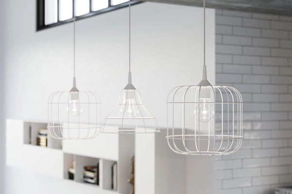 Industrialna LAMPA wisząca SL.0295 druciana OPRAWA zwis drut metalowy klatka biała